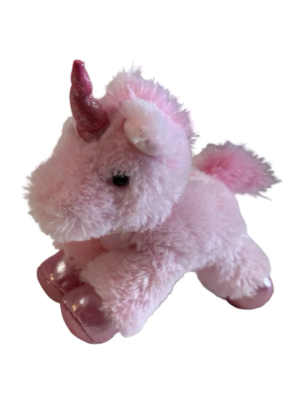 Aurora Flopsie Pink Sparkly Unicorn Plush Stuffed Animal 7”